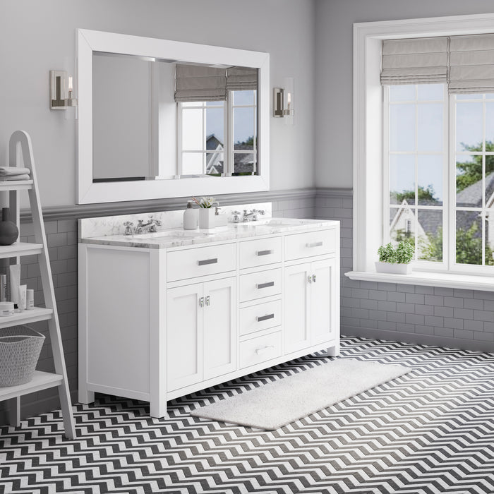 Water Creation | Madison 72" Pure White Double Sink Bathroom Vanity Water Creation - Vanity Water Creation 72" Rectangular Mirror No Faucet 