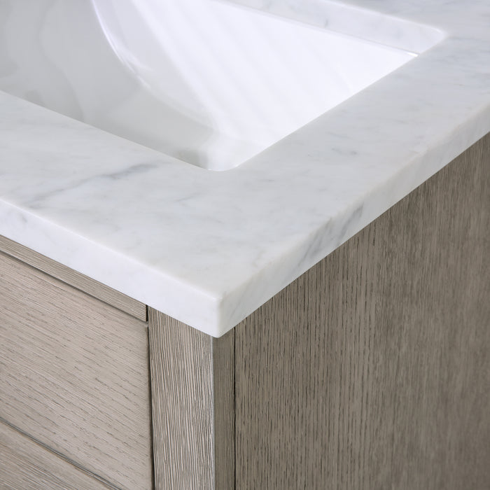 Water Creation | Chestnut 24" Single Sink Carrara White Marble Countertop Vanity In Grey Oak Water Creation - Vanity Water Creation   