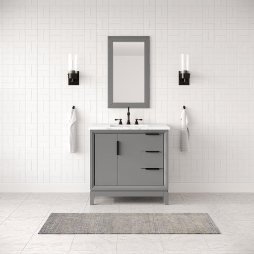 Water Creation | Elizabeth 36" Single Sink Carrara White Marble Vanity In Cashmere Grey Water Creation - Vanity Water Creation   