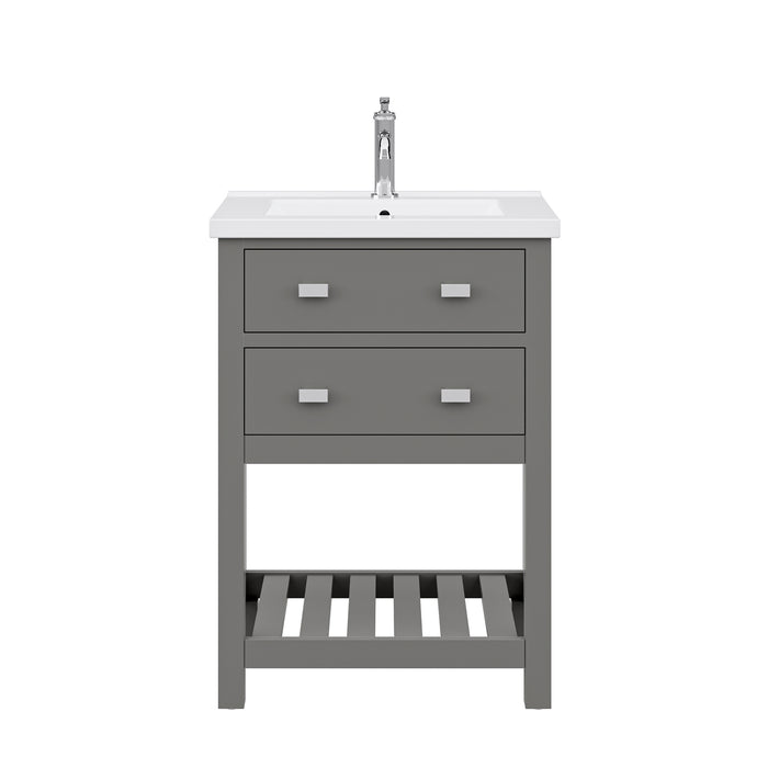 Water Creation | Viola 24" Cashmere Grey MDF Single Bowl Ceramics Top Vanity With U Shape Drawer Water Creation - Vanity Water Creation No Faucet  