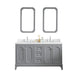 Water Creation | Queen 60" Double Sink Quartz Carrara Vanity In Cashmere Grey Water Creation - Vanity Water Creation 21" Rectangular Mirror Hook Spout Faucet 