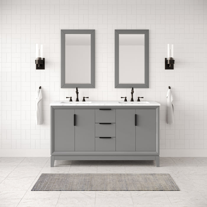 Water Creation | Elizabeth 60" Double Sink Carrara White Marble Vanity In Cashmere Grey Water Creation - Vanity Water Creation   