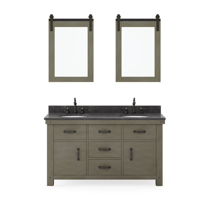 Water Creation | Aberdeen 60" Grizzle Grey Double Sink Bathroom Vanity With Blue Limestone Counter Top Water Creation - Vanity Water Creation   