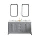 Water Creation | Queen 60" Double Sink Quartz Carrara Vanity In Cashmere Grey Water Creation - Vanity Water Creation 21" Rectangular Mirror Waterfall Faucet 