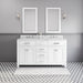 Water Creation | Madison 60" Pure White Double Sink Bathroom Vanity Water Creation - Vanity Water Creation 21" Rectangular Mirror No Faucet 