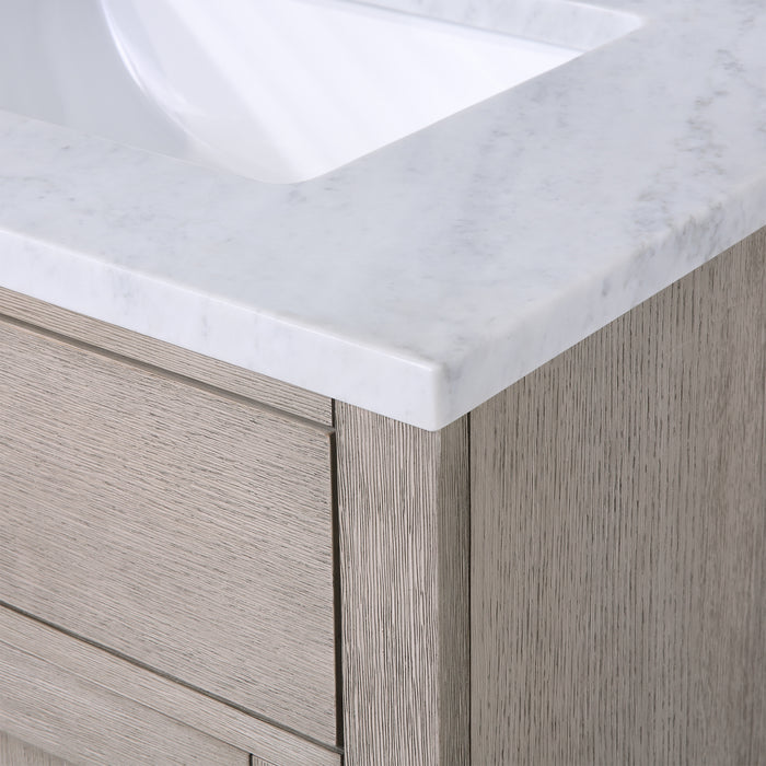 Water Creation | Chestnut 30" Single Sink Carrara White Marble Countertop Vanity In Grey Oak Water Creation - Vanity Water Creation   