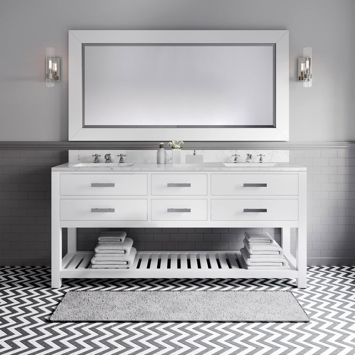 Water Creation | Madalyn 72" Pure White Double Sink Bathroom Vanity Water Creation - Vanity Water Creation 72" Rectangular Mirror No Faucet 