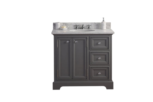 Water Creation | Derby 36" Wide Cashmere Grey Single Sink Carrara Marble Bathroom Vanity Water Creation - Vanity Water Creation No Mirror No Faucet 