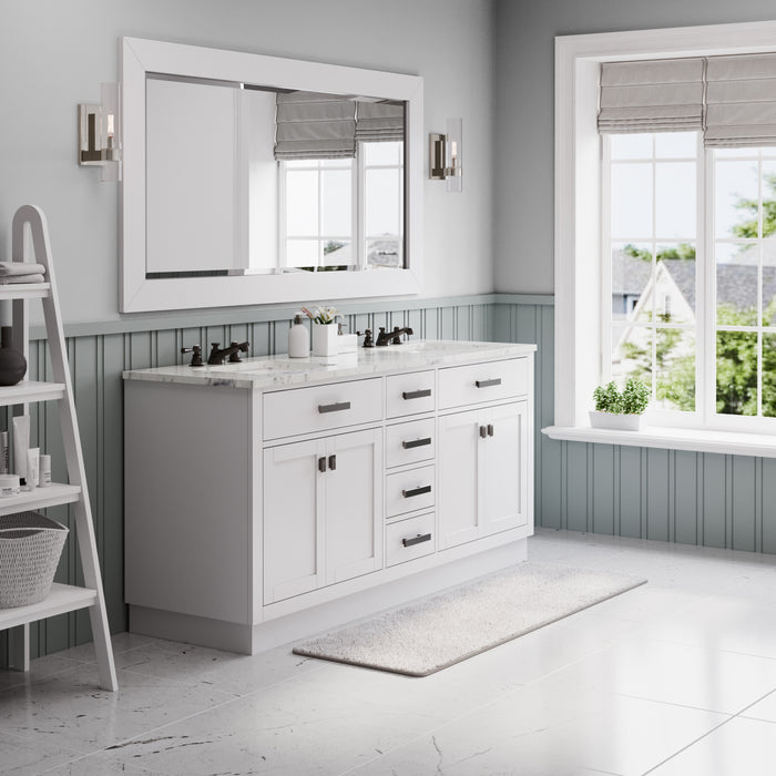 Water Creation | Hartford 72" Double Sink Carrara White Marble Countertop Bath Vanity in Pure White Water Creation - Vanity Water Creation   