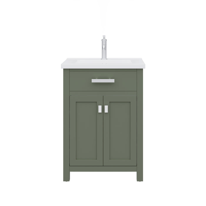 Water Creation | Myra 24" Integrated Ceramic Sink Top Vanity in Glacial Green Water Creation - Vanity Water Creation No Mirror No Faucet 