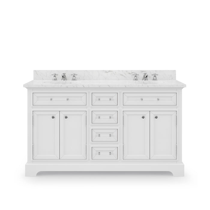 Water Creation | Derby 60" Pure White Double Sink Bathroom Vanity Water Creation - Vanity Water Creation No Mirror No Faucet 