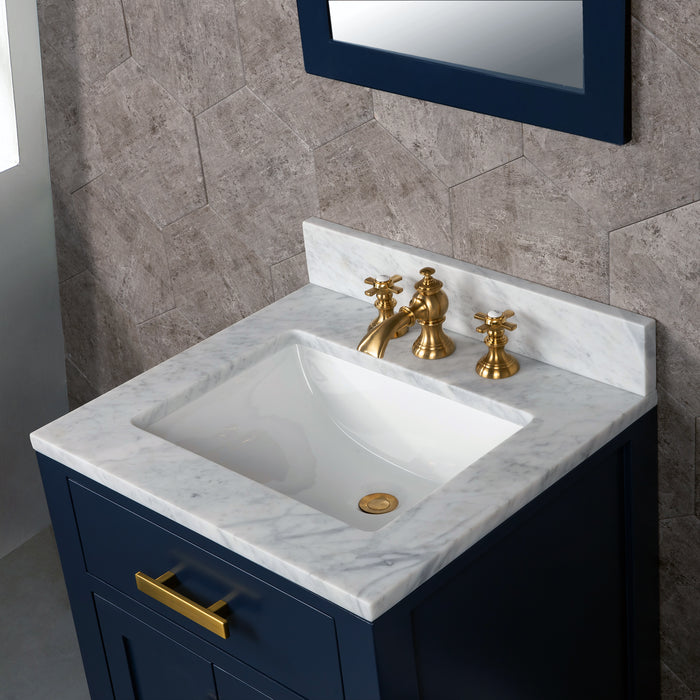 Water Creation | Madison 24" Single Sink Carrara White Marble Vanity In Monarch Blue Water Creation - Vanity Water Creation   