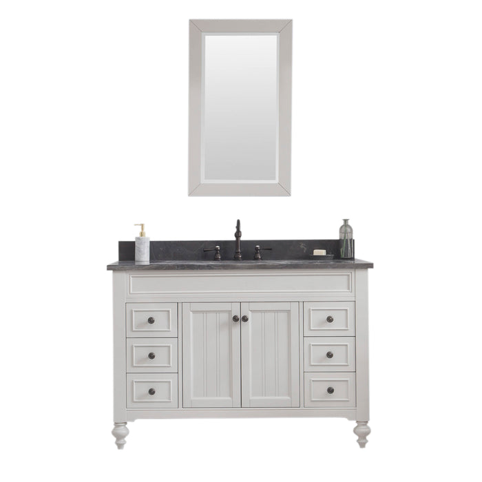 Water Creation | Potenza 48" Earl Grey Single Sink Bathroom Vanity From The Potenza Collection Water Creation - Vanity Water Creation 24" Rectangular Mirror Hook Spout Faucet 