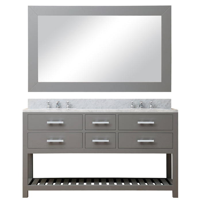 Water Creation | Madalyn 60" Cashmere Grey Double Sink Bathroom Vanity Water Creation - Vanity Water Creation 60" Rectangular Mirror No Faucet 