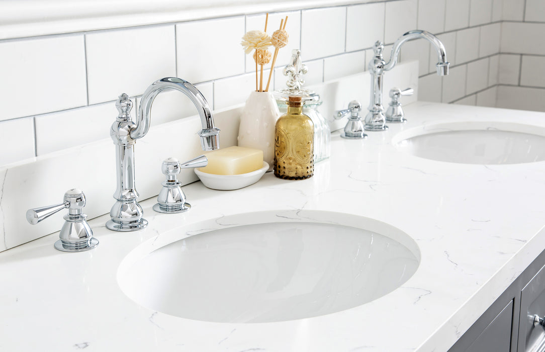 Water Creation | Queen 60" Double Sink Quartz Carrara Vanity In Cashmere Grey Water Creation - Vanity Water Creation   