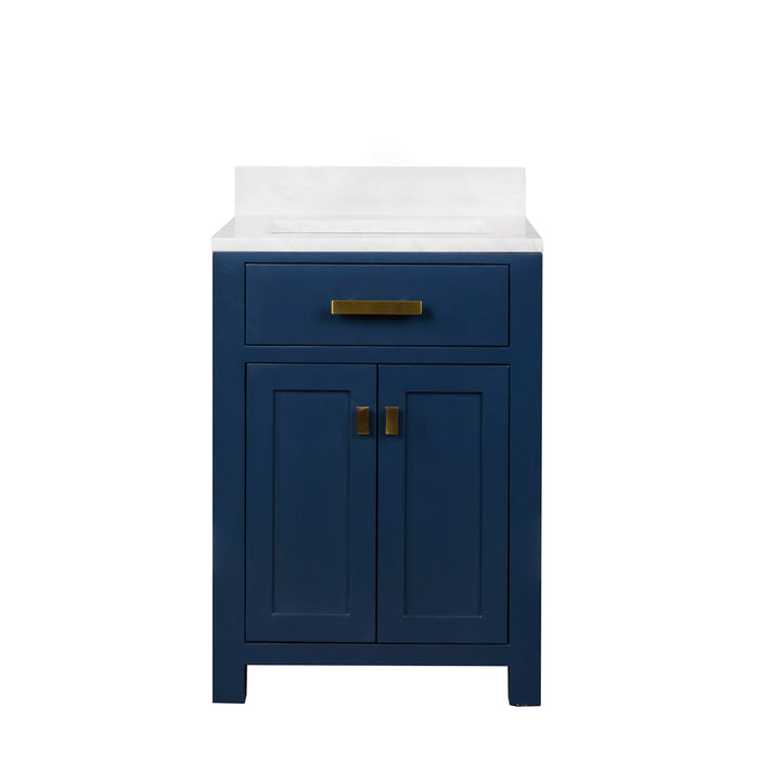 Water Creation | Madison 24" Single Sink Carrara White Marble Vanity In Monarch Blue Water Creation - Vanity Water Creation No Mirror No Faucet 