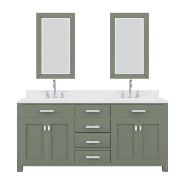 Water Creation | Madison 72" Double Sink Carrara White Marble Countertop Vanity in Glacial Green Water Creation - Vanity Water Creation   