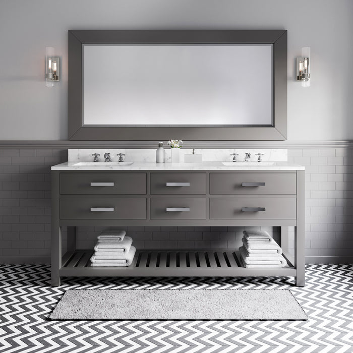 Water Creation | Madalyn 72" Cashmere Grey Double Sink Bathroom Vanity Water Creation - Vanity Water Creation 72" Rectangular Mirror No Faucet 