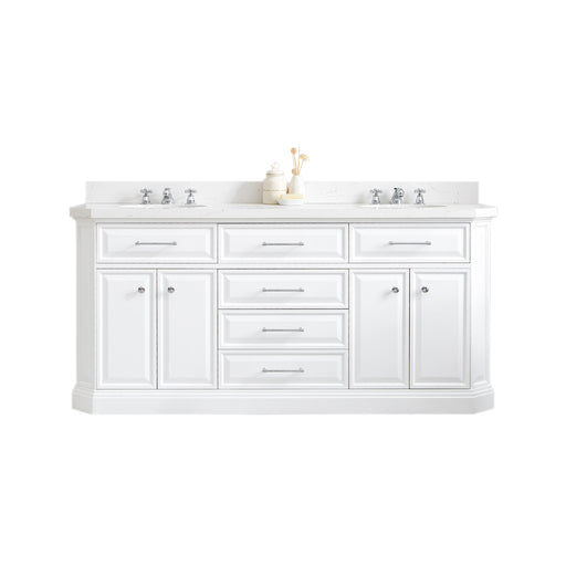 Water Creation | Palace 72" Quartz Carrara Pure White Bathroom Vanity Set With Hardware in Chrome Finish Water Creation - Vanity Water Creation No Mirror No Faucet 