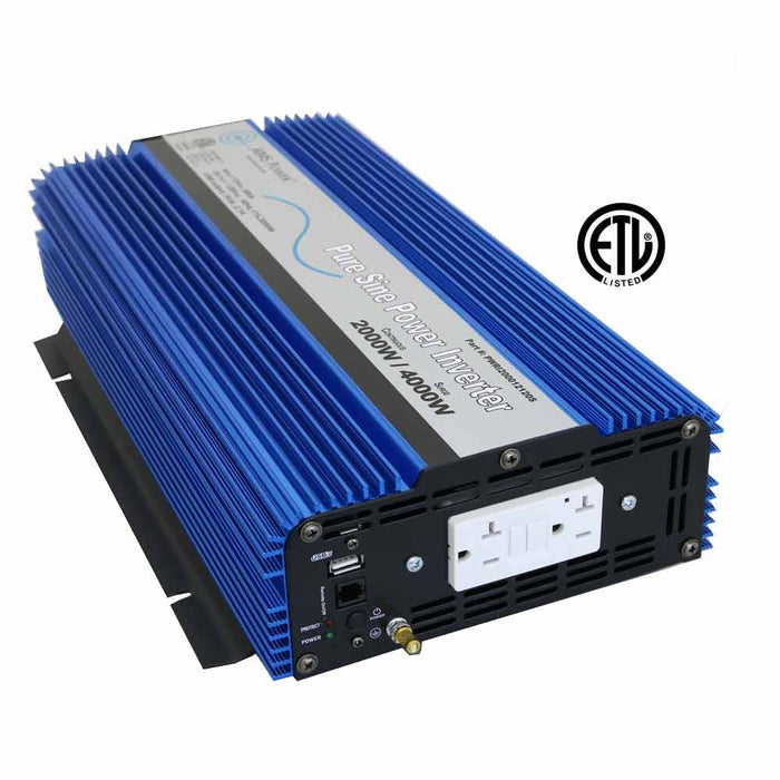 Aims Power | 2000 Watt Pure Sine Inverter w/ USB  & Remote Port | PWRI200012120S Aims Power - Pure Sine Wave Inverter Aims Power   