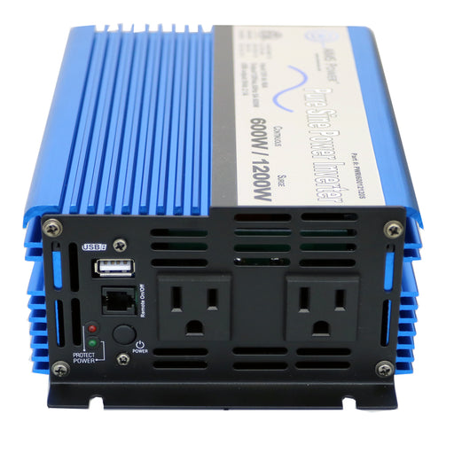 Aims Power | 600 Watt Pure Sine Power Inverter w/ USB Port ETL Listed | PWRI60012120S Aims Power - Pure Sine Wave Inverter Aims Power   