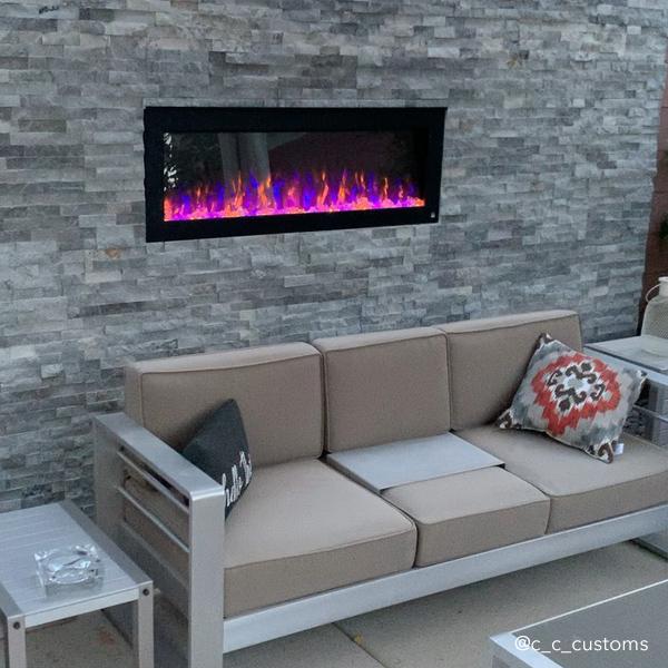 Touchstone | Sideline 50" Outdoor Recessed Mounted Electric Fireplace, Black Touchstone - Electric Fireplace Touchstone   