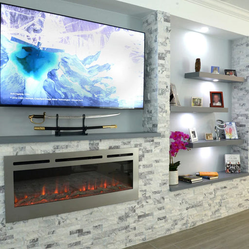 Touchstone | Sideline 50" Recessed Mounted Electric Fireplace, Stainless Steel Touchstone - Electric Fireplace Touchstone   
