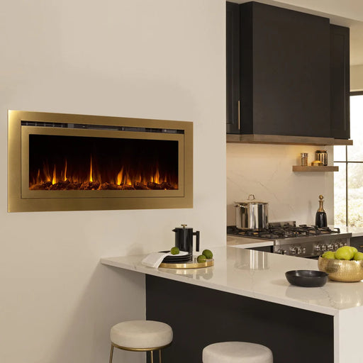 Touchstone | Sideline Deluxe 60" Recessed Mounted Electric Fireplace, Gold Touchstone - Electric Fireplace Touchstone   