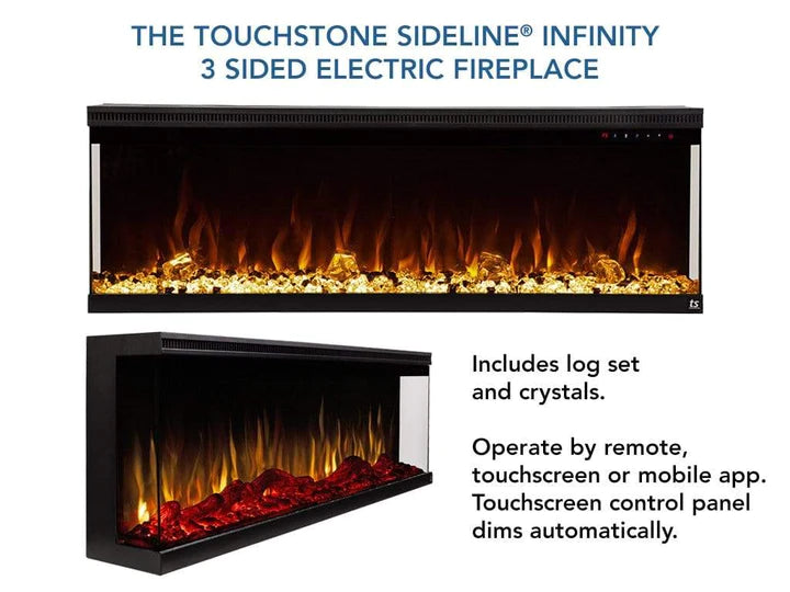 Touchstone | Sideline 60" Infinity Electric Fireplace, Black Touchstone - Electric Fireplace Touchstone   