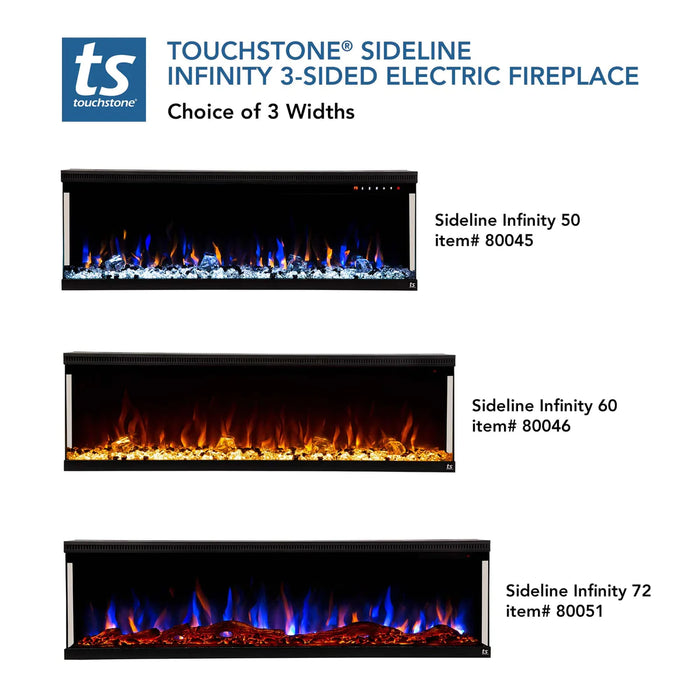 Touchstone | Sideline 50" Infinity Electric Fireplace, Black Touchstone - Electric Fireplace Touchstone   