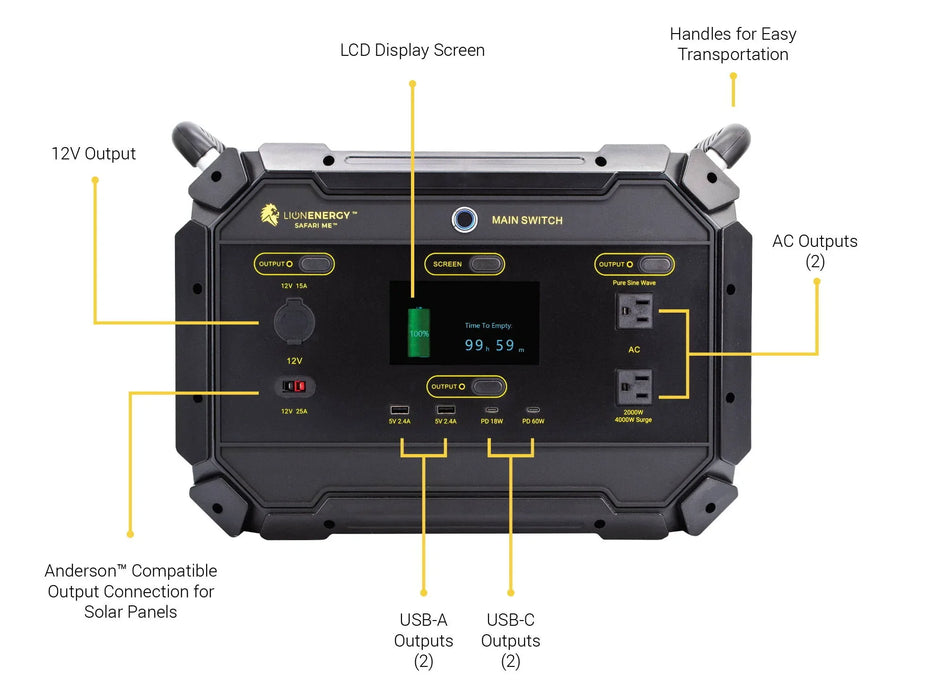 Lion Energy | Safari ME Solar Generator 2000W / 922Wh Lion Energy - Safari ME Solar Generator Lion Energy   